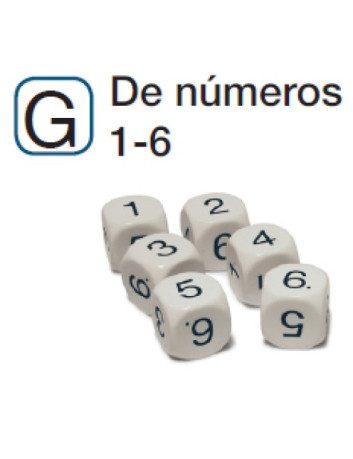 DADOS DE NUMEROS 16mm 1-6...
